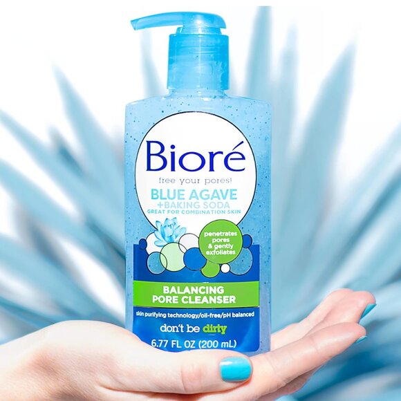 NEW Bioré Daily Blue Agave Baking Soda Balancing Pore Cleanser Combination Skin - Picture 3 of 4